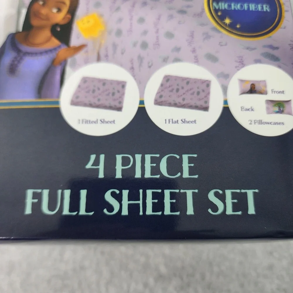 Disney Four Piece Full Sheet Set Fitted/Full Sheets Two Pillows Cases Microfiber